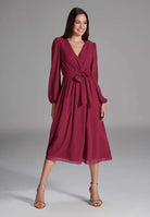 Chiffon Kleid in Wickel Optik ruby red