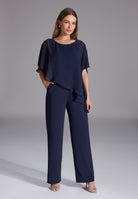 Jumpsuit aus Crepe Jersey mit Chiffon Überwurf