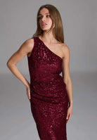 One Shoulder Abendkleid aus elastischer Paillette