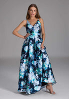 Abendkleid aus bedrucktem Twill navy multi