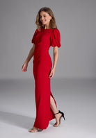 Abendkleid mit Puffärmeln aus Crepe Jersey