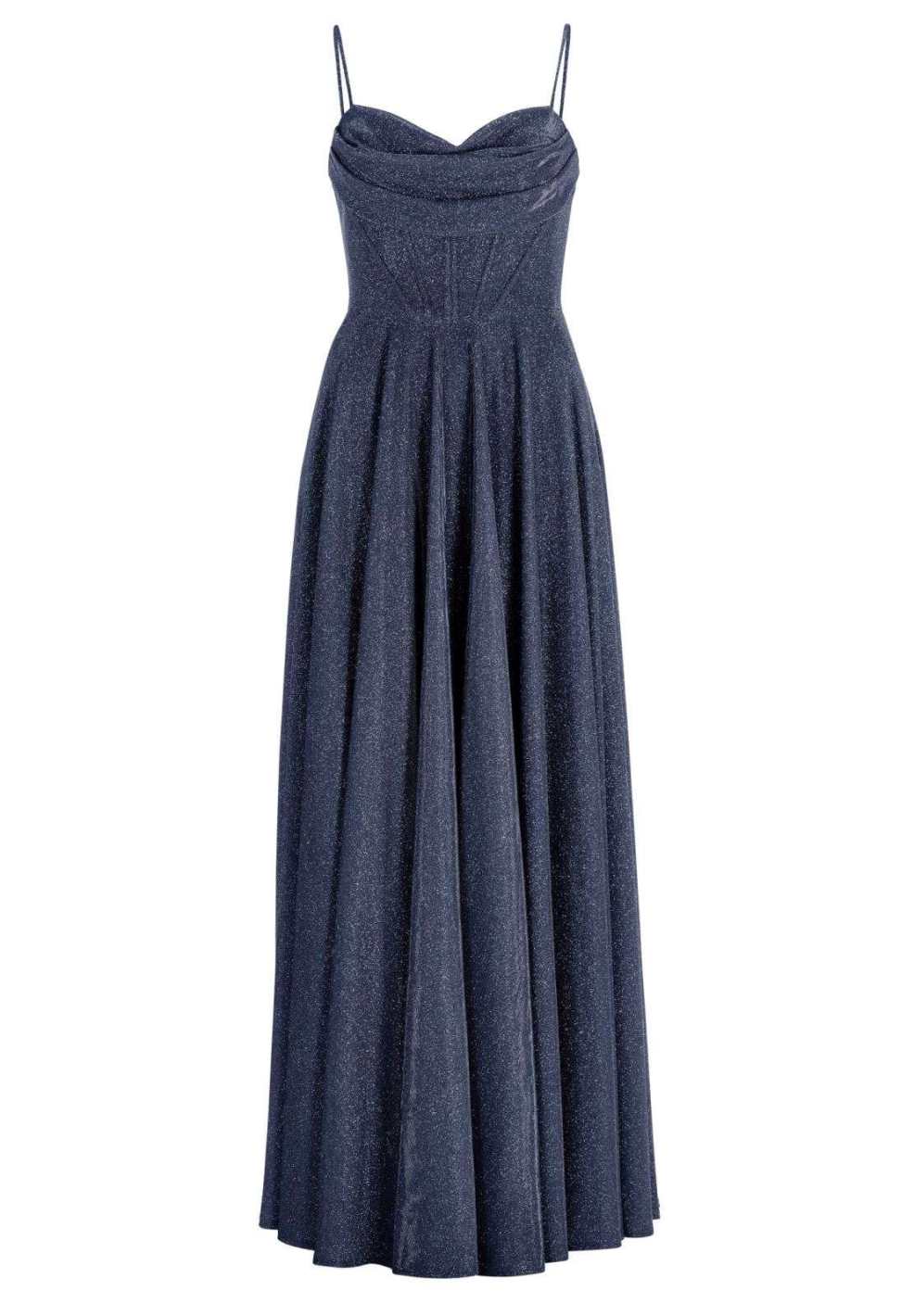 Schimmerndes Abendkleid mit Drapierung