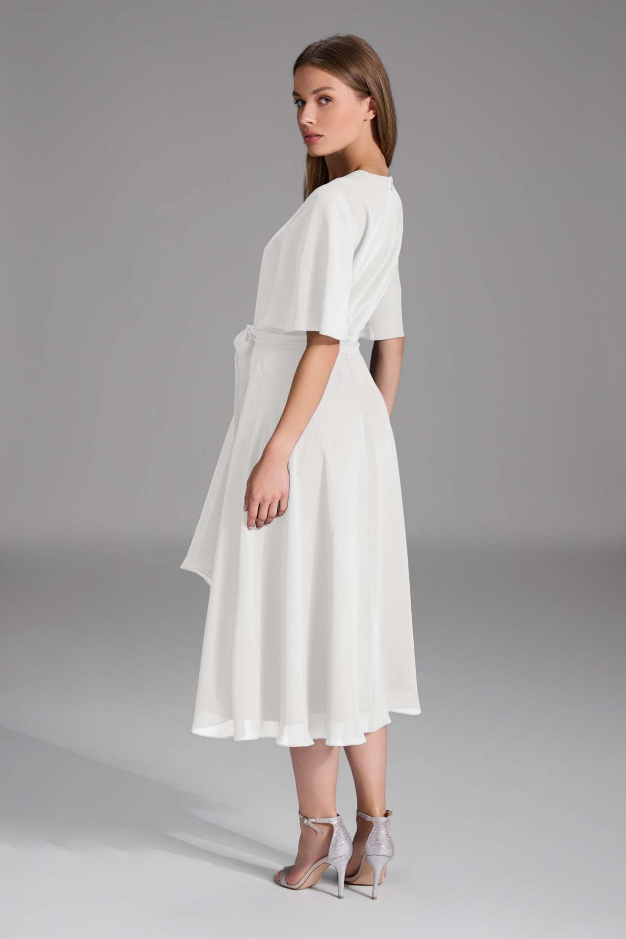 Chiffon Kleid in Wickel Optik mit Vokuhila Saum