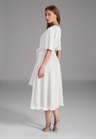 Chiffon Kleid in Wickel Optik mit Vokuhila Saum