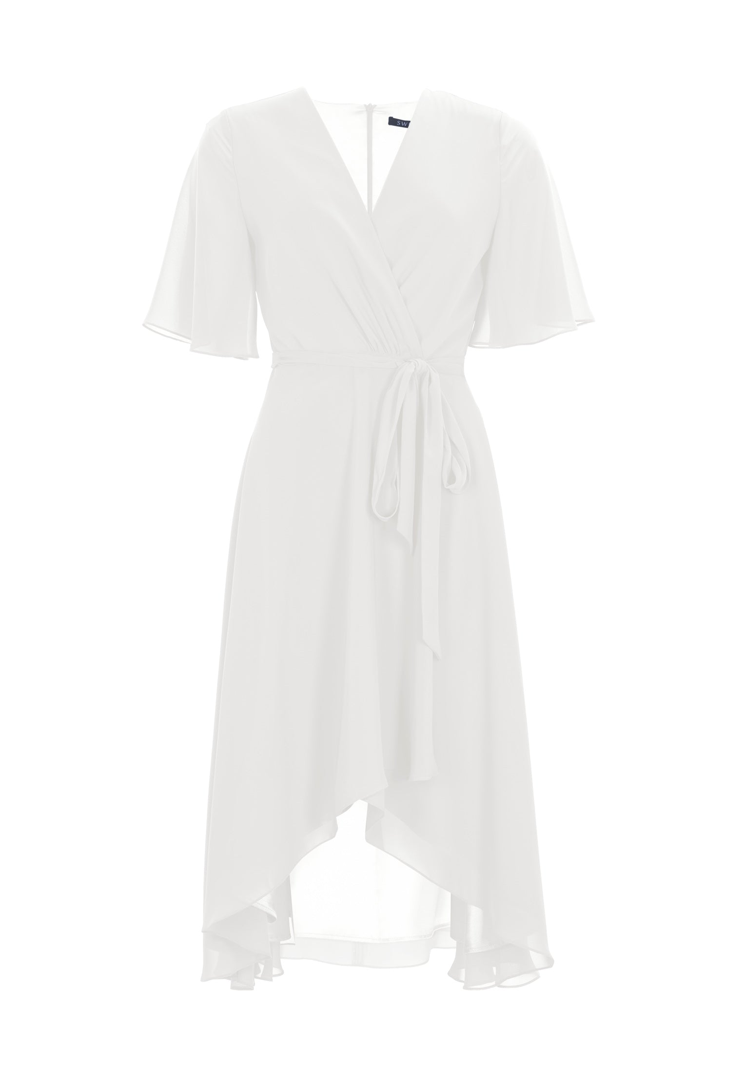 Chiffon Kleid in Wickel Optik mit Vokuhila Saum