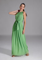 Abendkleid aus Crinkle Chiffon mit Knoten Detail apple green