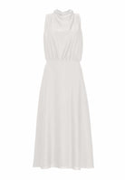 Midi Kleid aus nachhaltigem Satin mit Drapierung am Kragen