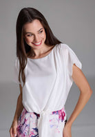 Etuikleid aus floral bedrucktem Scuba und Satin