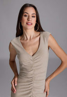 Abendkleid aus Glitzerjersey mit Raffung