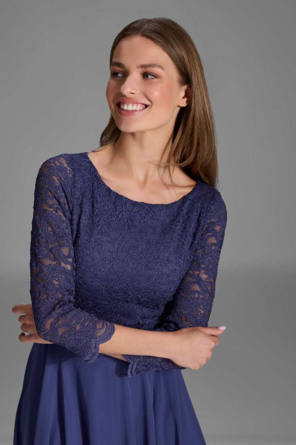 Midikleid mit fließendem Chiffon-Rock