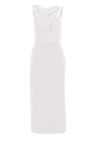 Midi Kleid mit gekreuzten Trägern aus Material-Mix