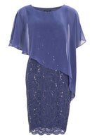 Pailletten-Kleid mit asymmetrischem Chiffon-Überwurf