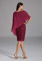 Pailletten-Kleid mit asymmetrischem Chiffon-Überwurf