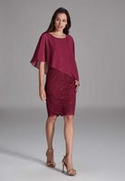 Pailletten-Kleid mit asymmetrischem Chiffon-Überwurf