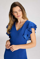 Etuikleid aus Crepe Jersey mit Volant Ärmeln