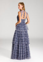 Printkleid aus Tüll mit Rüschendetails