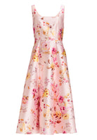 Cocktailkleid mit Karree-Ausschnitt aus floral bedrucktem Twill
