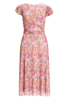 Midi Kleid aus bedrucktem Plissee Jersey mit kurzen Ärmeln