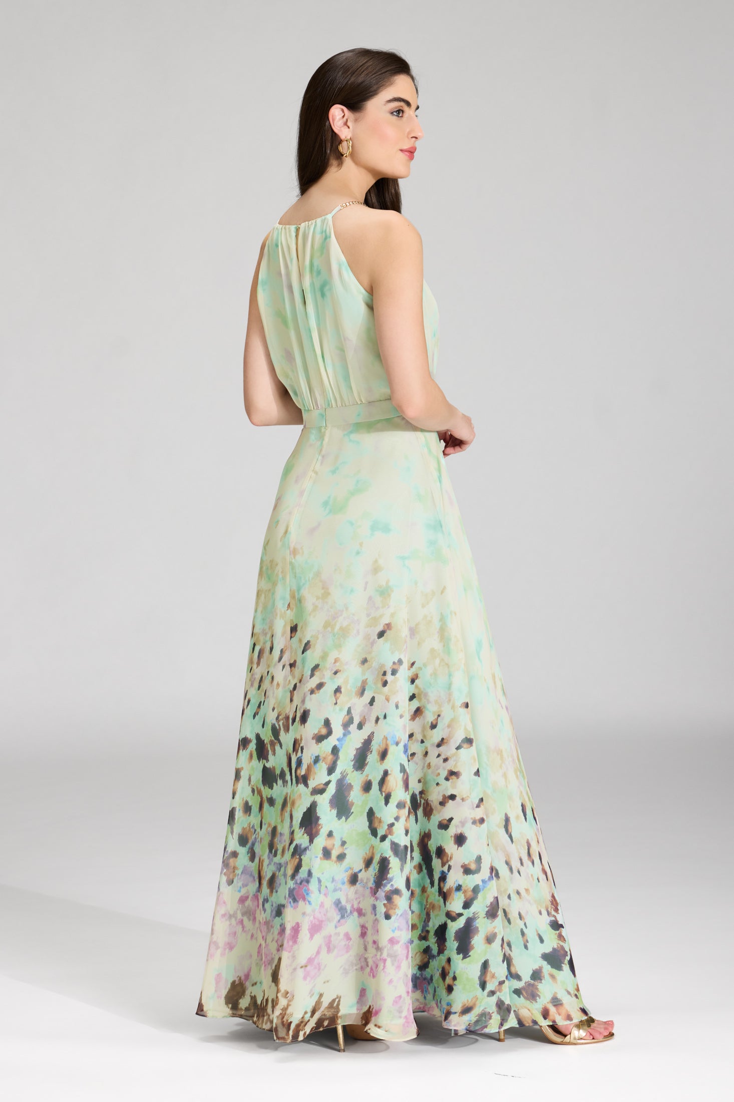 Abendkleid aus Chiffon mit Animal Print