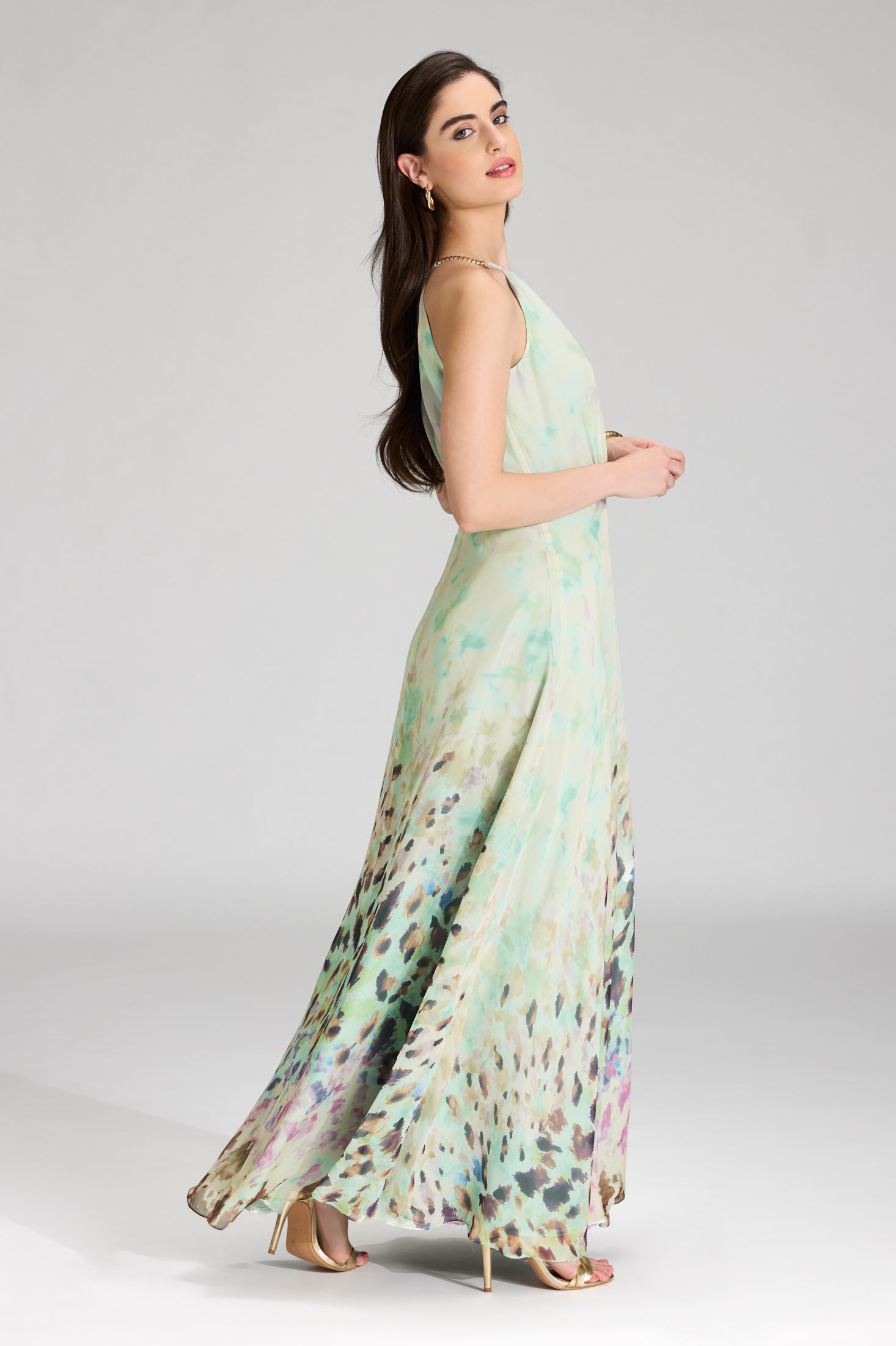 Abendkleid aus Chiffon mit Animal Print