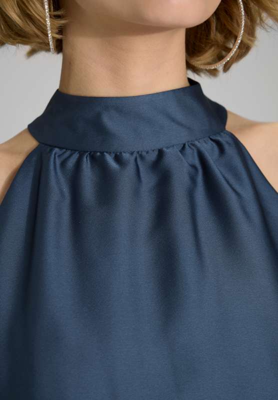 Cocktailkleid aus nachhaltigem Satin mit Volant am Saum