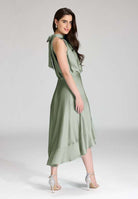 Cocktailkleid aus nachhaltigem Satin mit Volant am Saum