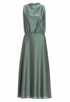 Midi Kleid aus nachhaltigem Satin mit Drapierung am Kragen