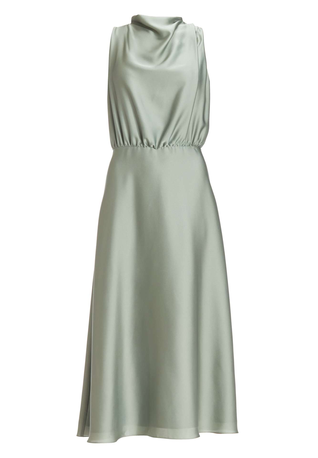 Midi Kleid aus nachhaltigem Satin mit Drapierung am Kragen