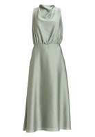 Midi Kleid aus nachhaltigem Satin mit Drapierung am Kragen