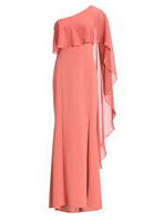 One-Shoulder Abendkleid mit einem Cape-ähnlichen Ärmel aus Chiffon