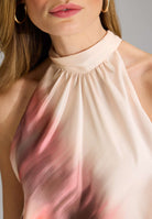 Bedrucktes Slip Dress aus Satin mit Stehkragen