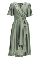 Cocktailkleid aus nachhaltigem Satin in Wickel Optik