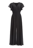 Chiffon Jumpsuit mit Überrock und Volantärmeln