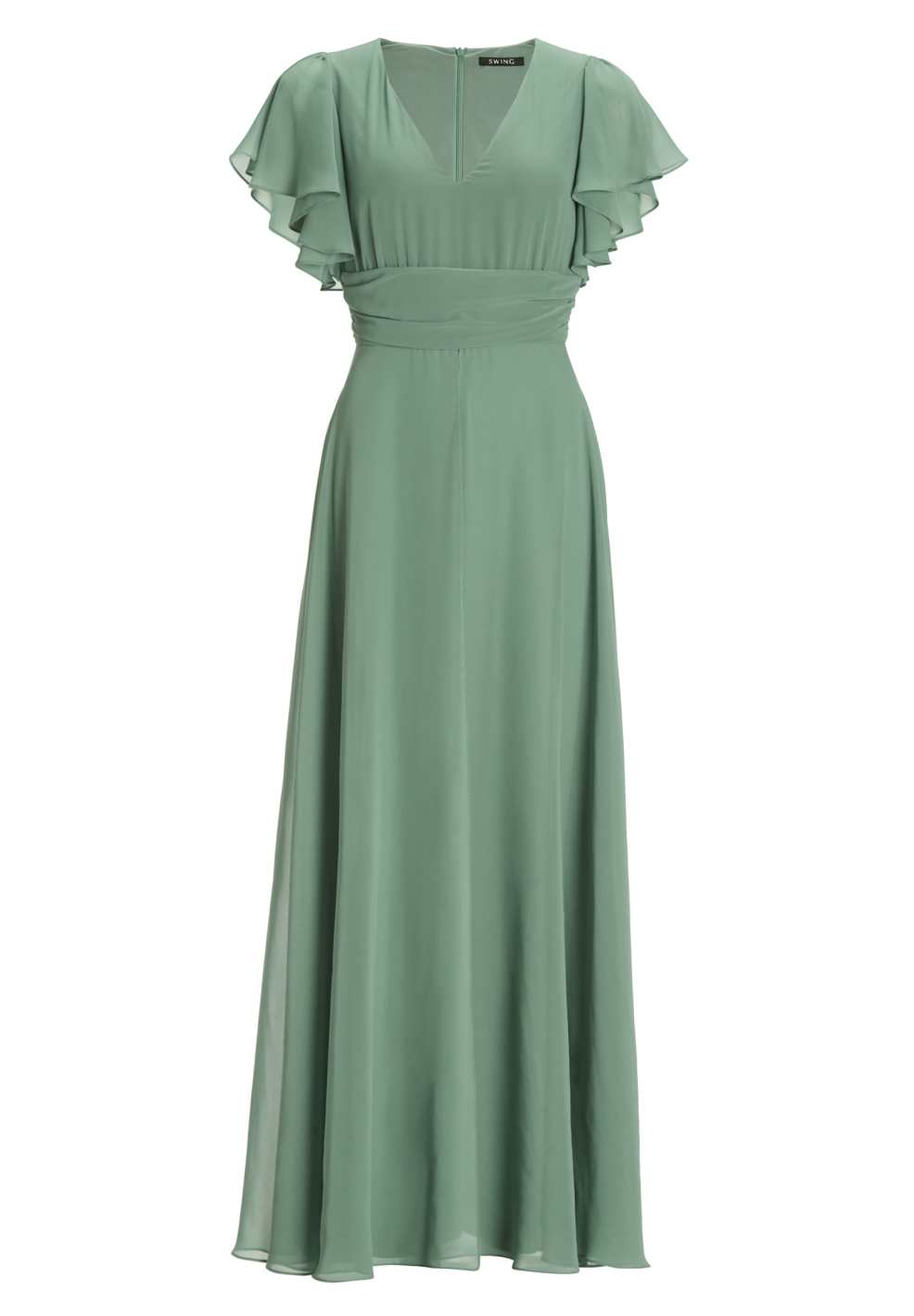 Chiffon Jumpsuit mit Überrock und Volantärmeln