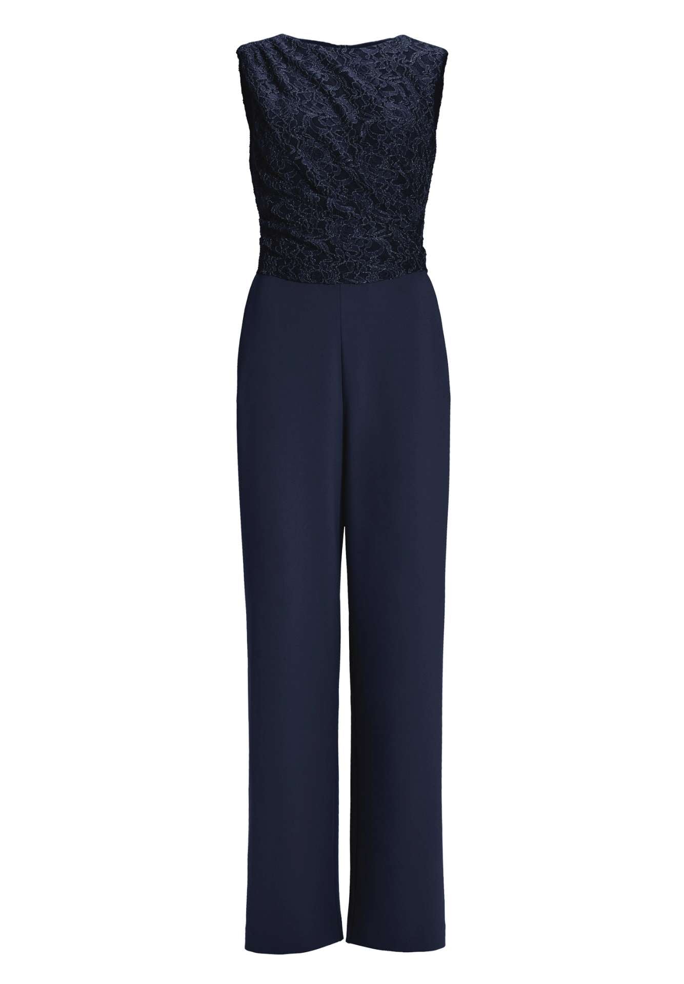 Jumpsuit aus Material-Mix mit Drapierung