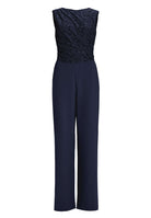 Jumpsuit aus Material-Mix mit Drapierung