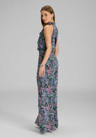 Jumpsuit mit Schluppe aus floral bedrucktem Viscose Material