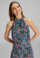 Jumpsuit mit Schluppe aus floral bedrucktem Viscose Material