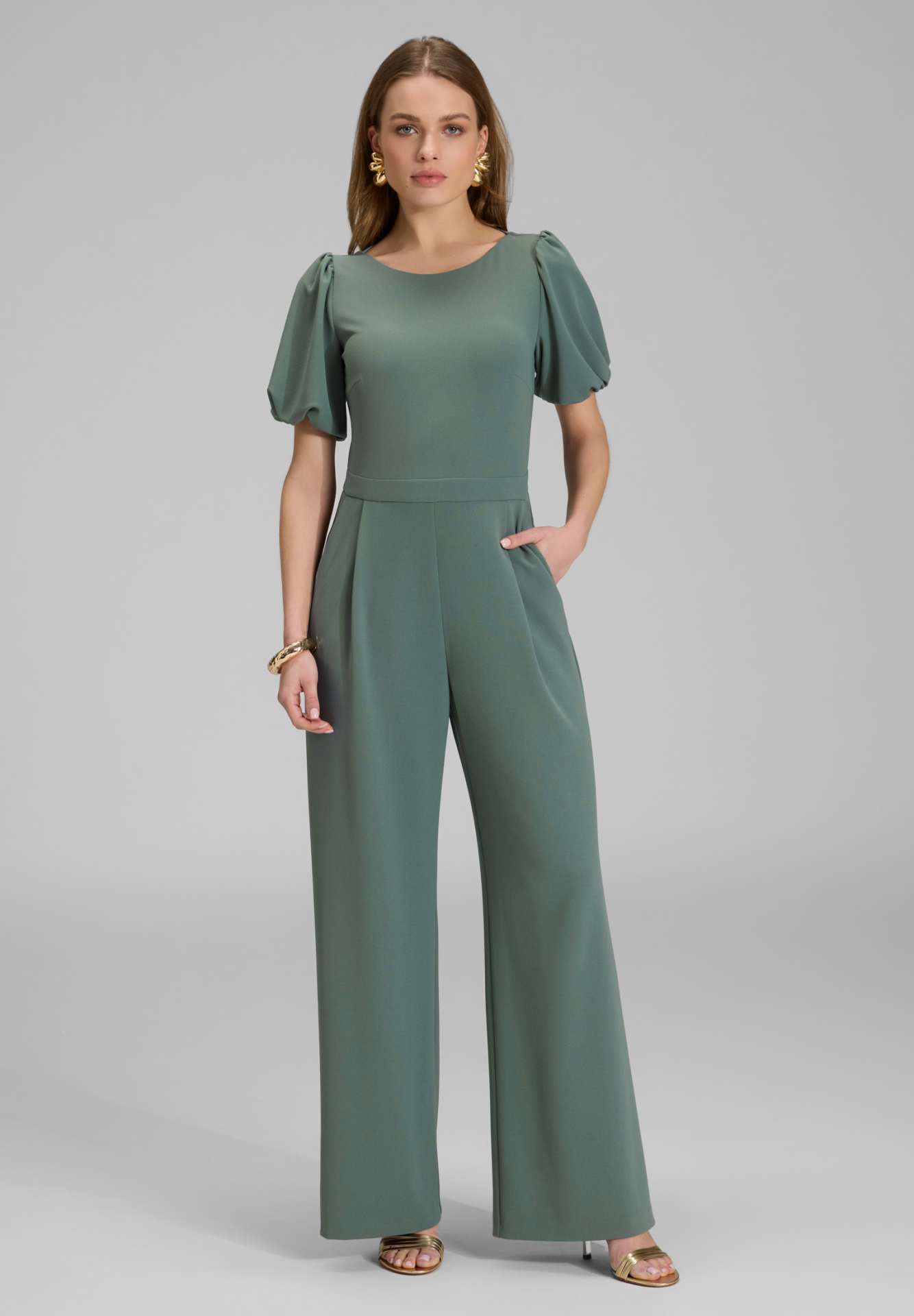 Jumpsuit aus Crepe Jersey mit Ballonärmeln