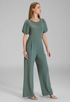 Jumpsuit aus Crepe Jersey mit Ballonärmeln