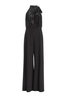 Ärmelloser Jumpsuit mit Schluppenblusen Top aus elastischer Paillette