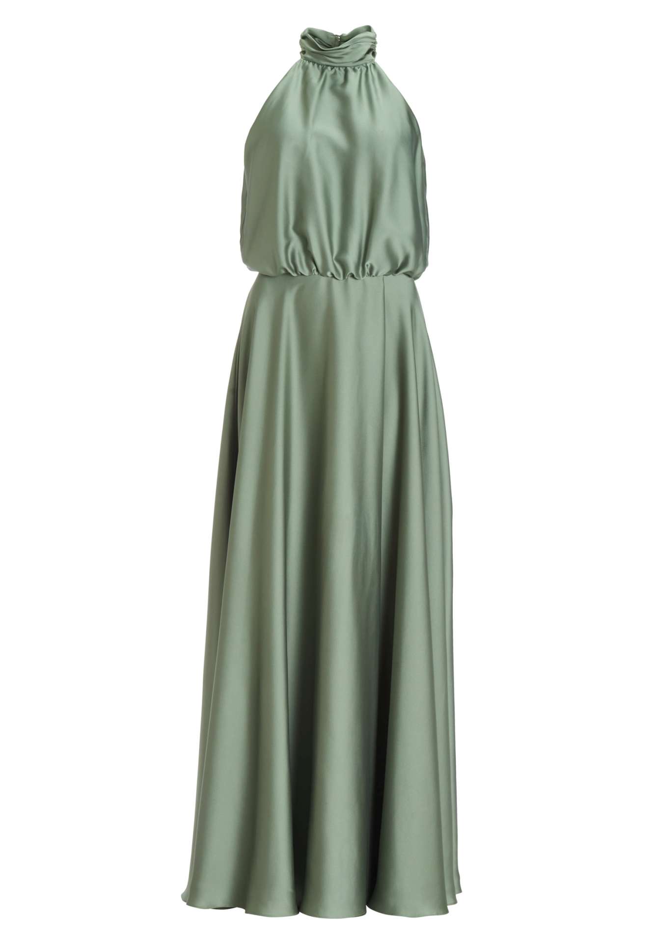 Abendkleid aus nachhaltigem Satin mit amerikanischem Ausschnitt und Beinschlitz