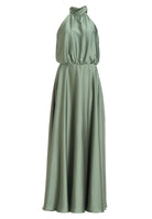 Abendkleid aus nachhaltigem Satin mit amerikanischem Ausschnitt und Beinschlitz