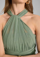 Abendkleid aus Mesh und Spitze mit verschiedenen Bindemöglichkeiten