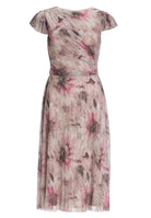 Midi Kleid aus bedrucktem Plissee Jersey mit kurzen Ärmeln