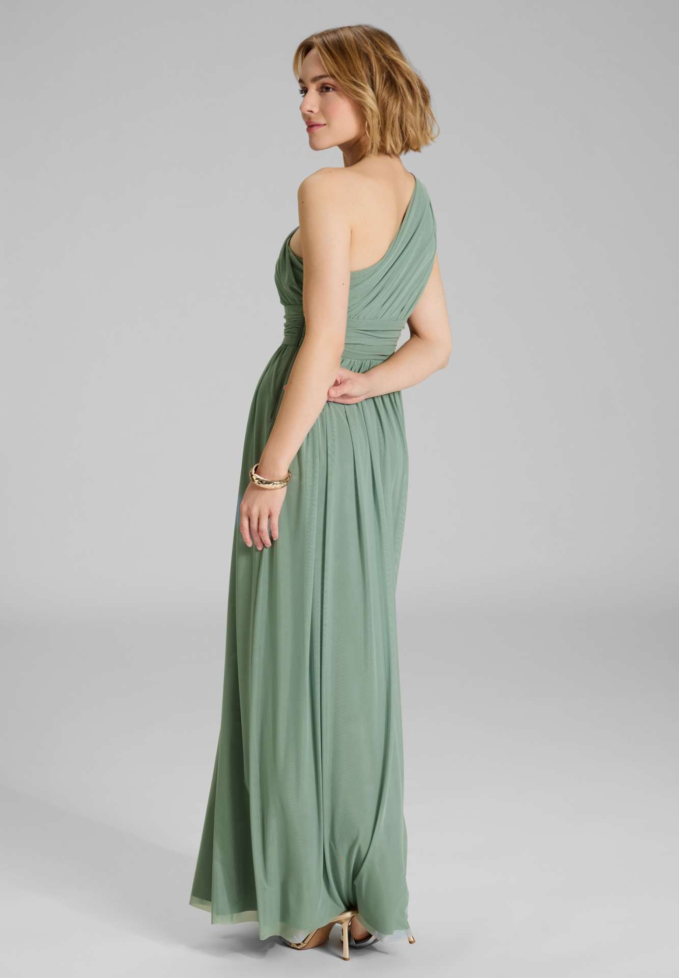 Abendkleid One Shoulder aus Mesh