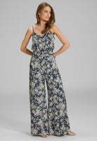 Jumpsuit aus floral bedrucktem Satin mit Spagettiträgern Sapphir Blue