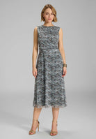 Midi Kleid aus weichem Mesh mit abstraktem Animal Print deep slate multi