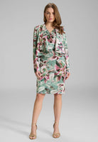 Bedruckter Scuba Blazer mit Wasserfall Kante pistachio green multi