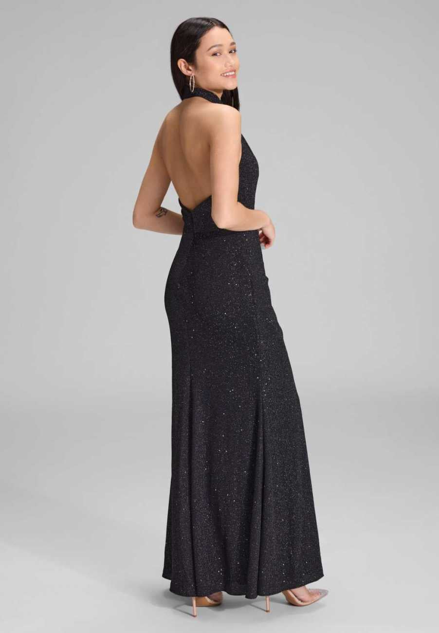 Hochgeschlossenes Abendkleid Schimmereffekt